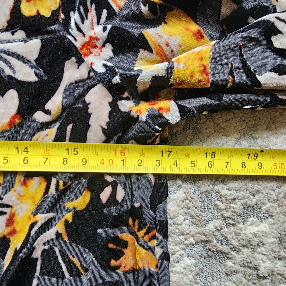 Black Floral Velvet Burnout Small Top Rachel Roy Dark Romantic Whimsigoth Blouse - Picture 5 of 7